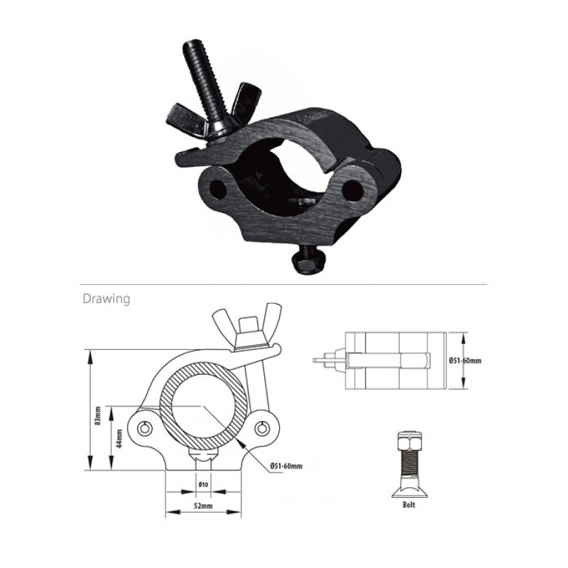 KUPO KCP-850B Slim Type Mighty Coupler, black Хомут