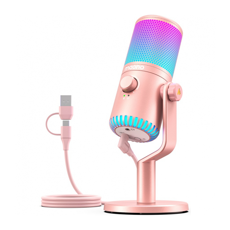 Maono DM30RGB конденсаторный USB микрофон pink