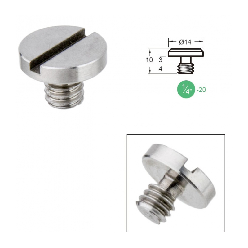 KUPO KS-167 1/4"-20-14X10 Camera Screw W/ Flat Head & Slotted Drive Винт