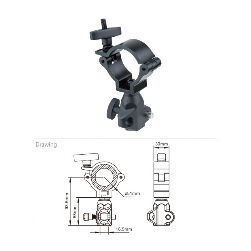 KUPO KCP-842B Slim Type Half Coupler w/16 mm socket black Хомут узкий, адаптер 5/8"