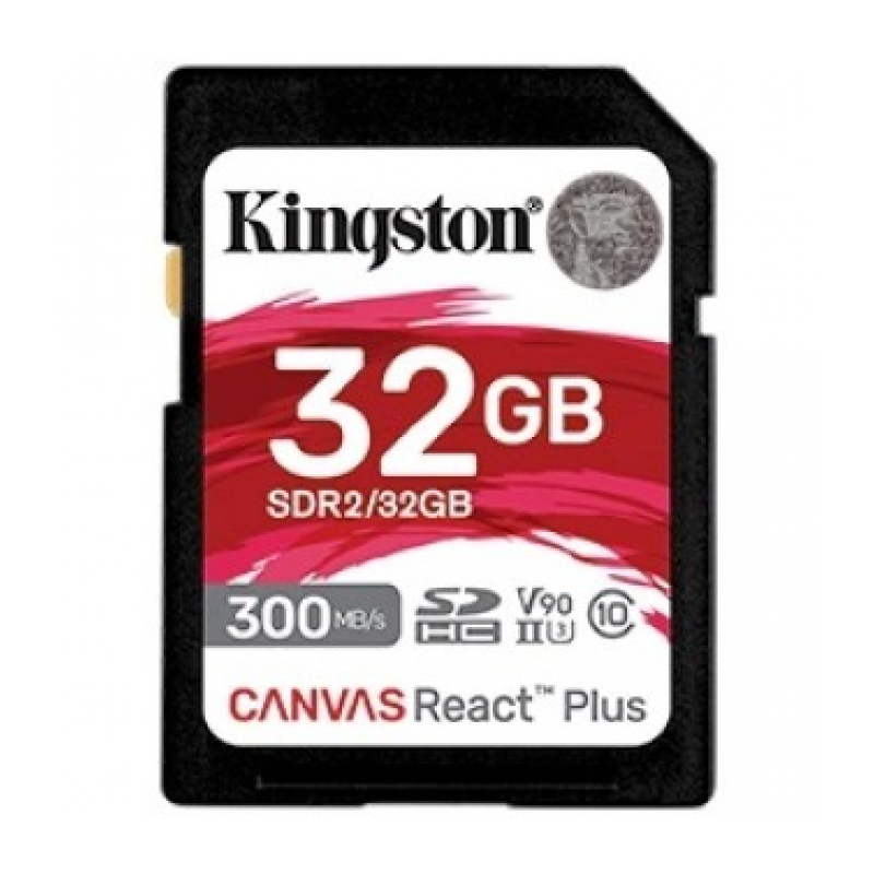 Карта Памяти 32Gb Kingston Canvas React Plus SDHC UHS-II U3 V90 (300/260 Mb/s) SDR2/32GB