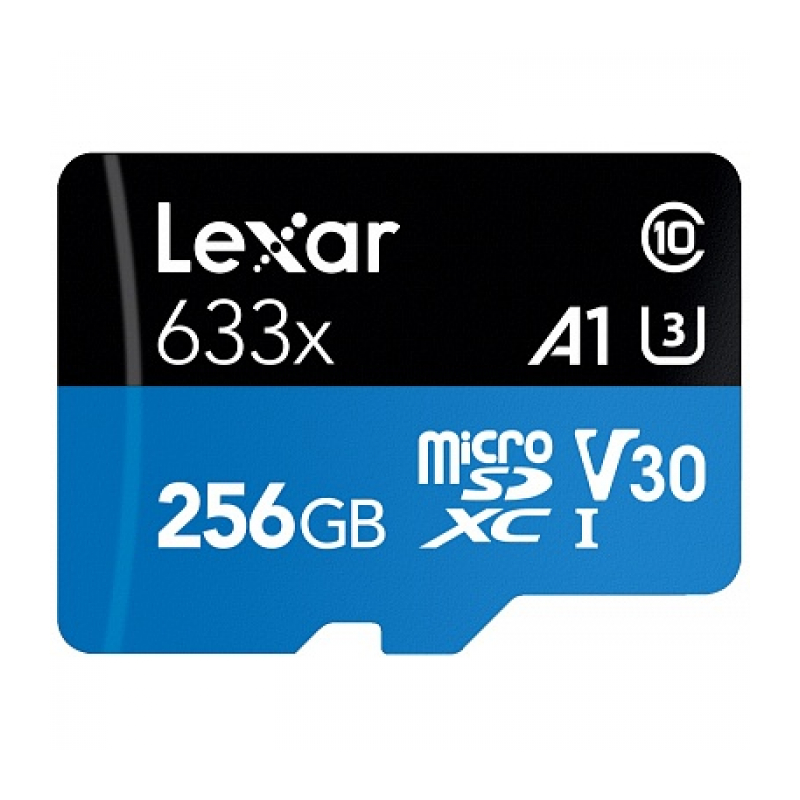 Карта памяти 256GB Lexar microSDXC UHS-I (100/45MB/s) C10 A1 V30 U3 c SD адаптером (LSDMI256BB633A)