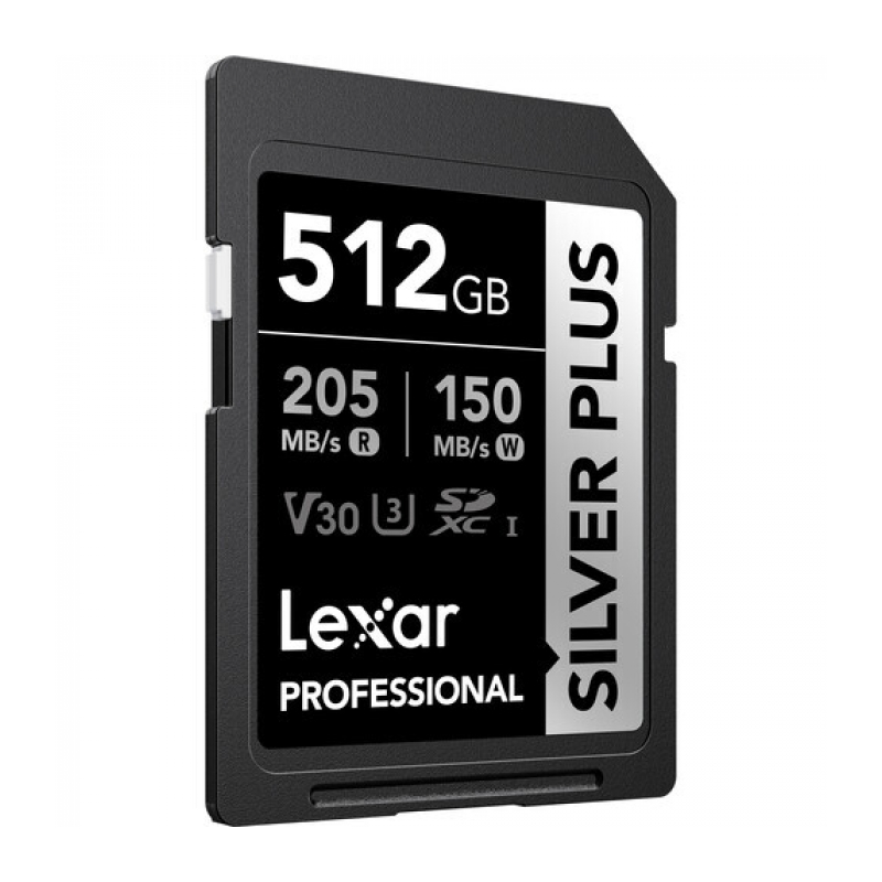 Карта памяти 512GB Lexar Professional SILVER PLUS SDXC (205/150Mb/s) C10 V30 U3 (LSDSIPL512G-BNNNG)