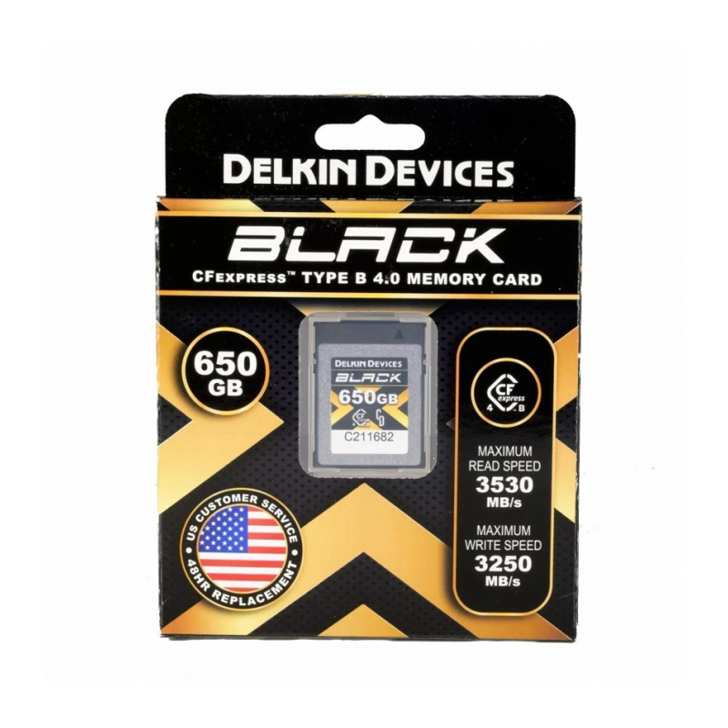 Карта памяти Delkin Devices Black CFexpress Type B 4.0 650GB R/W 3530/3250MB/s [DCFX4B650]