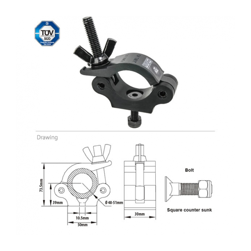 KUPO KCP-830B Slim Type Half Coupler black Хомут узкий